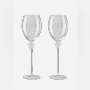 New VERSACE ROSENTHAL Pair Medusa Lumiere Red Wine Glass Set of (2) MSRP $850
